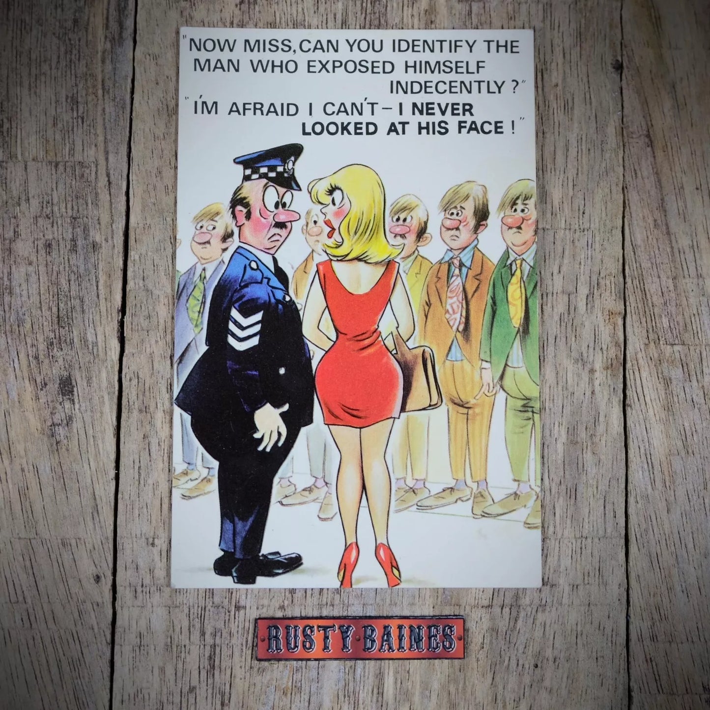 Postcard, Bamforth Comic Police Identity Parade, Flasher