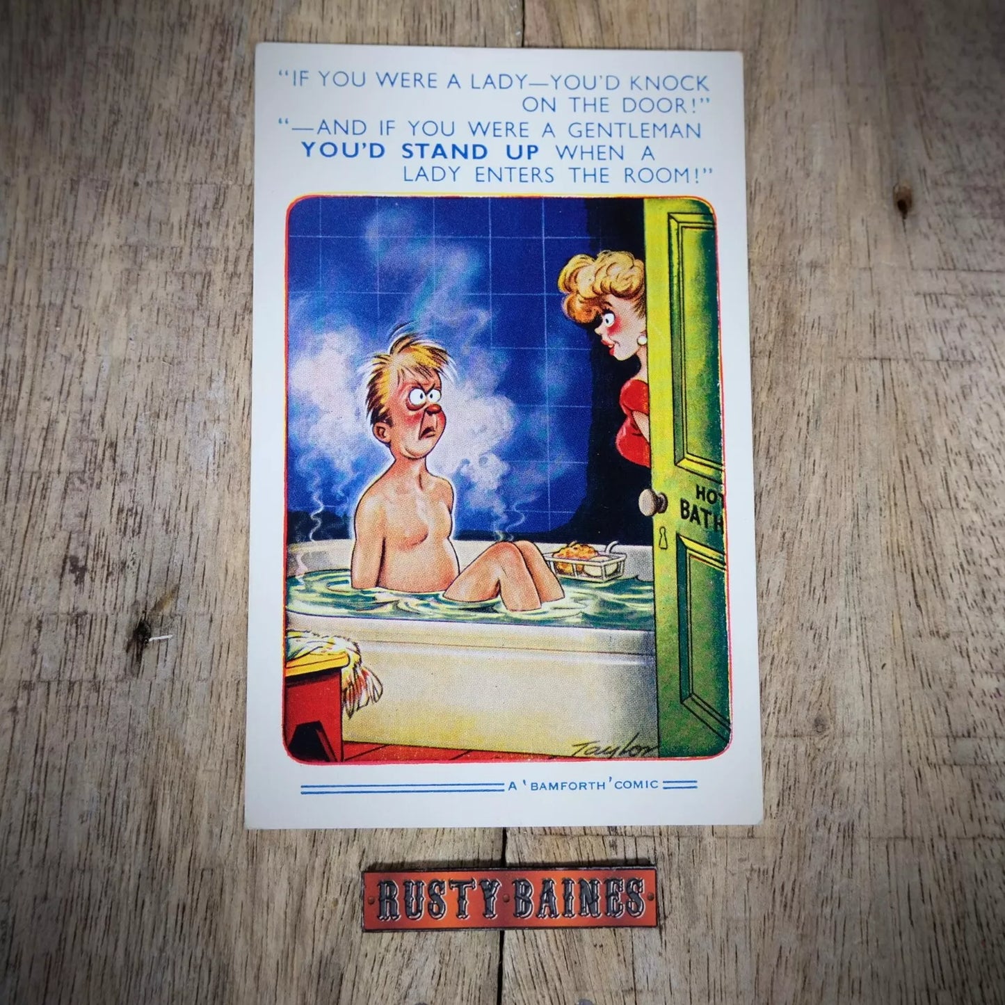 Postcard, Comic, Bamforth, Man in Bath, Voyeur Woman