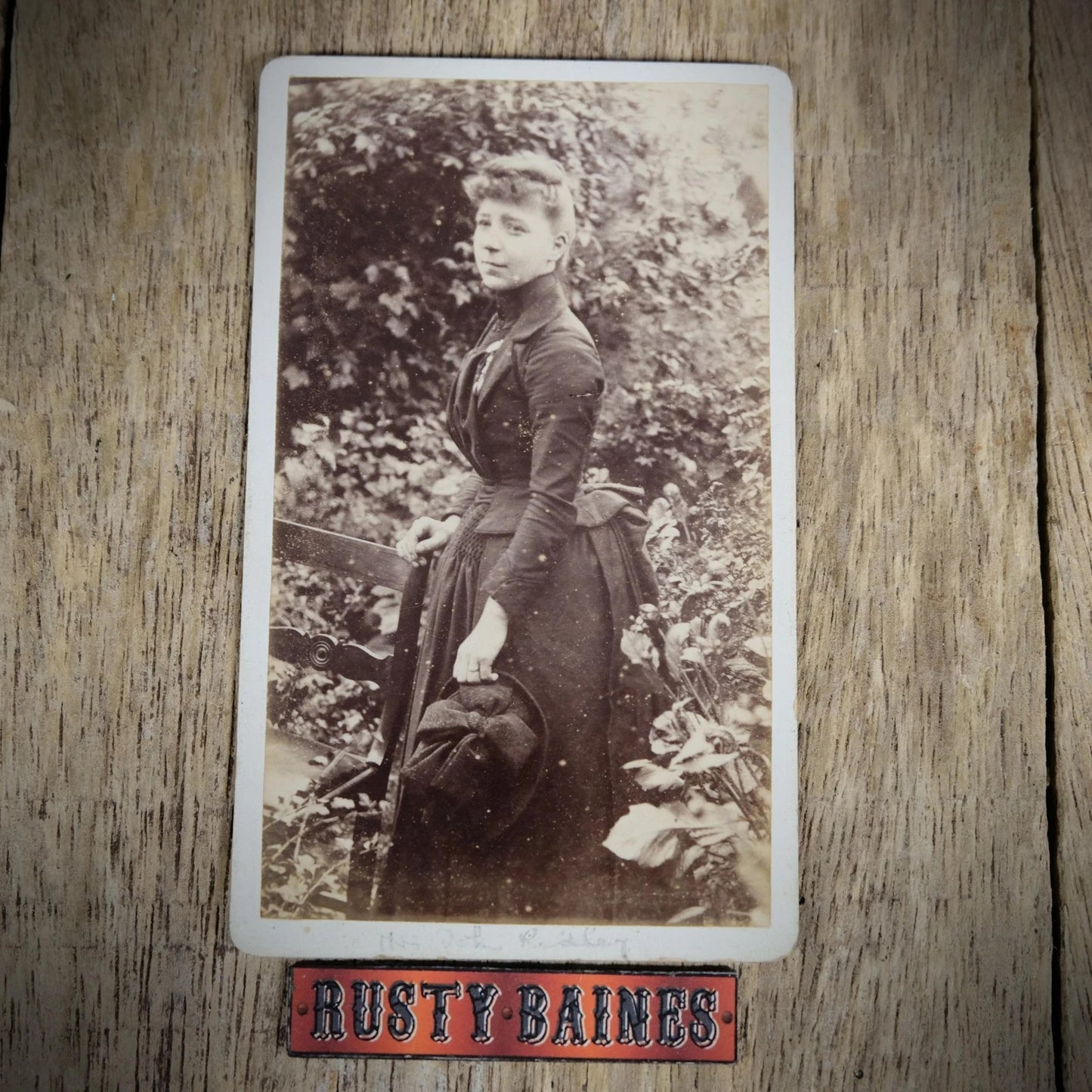 Carte de Visite (CDV) Portrait of Victorian Lady Posing Outdoors, Von Dix, Consett