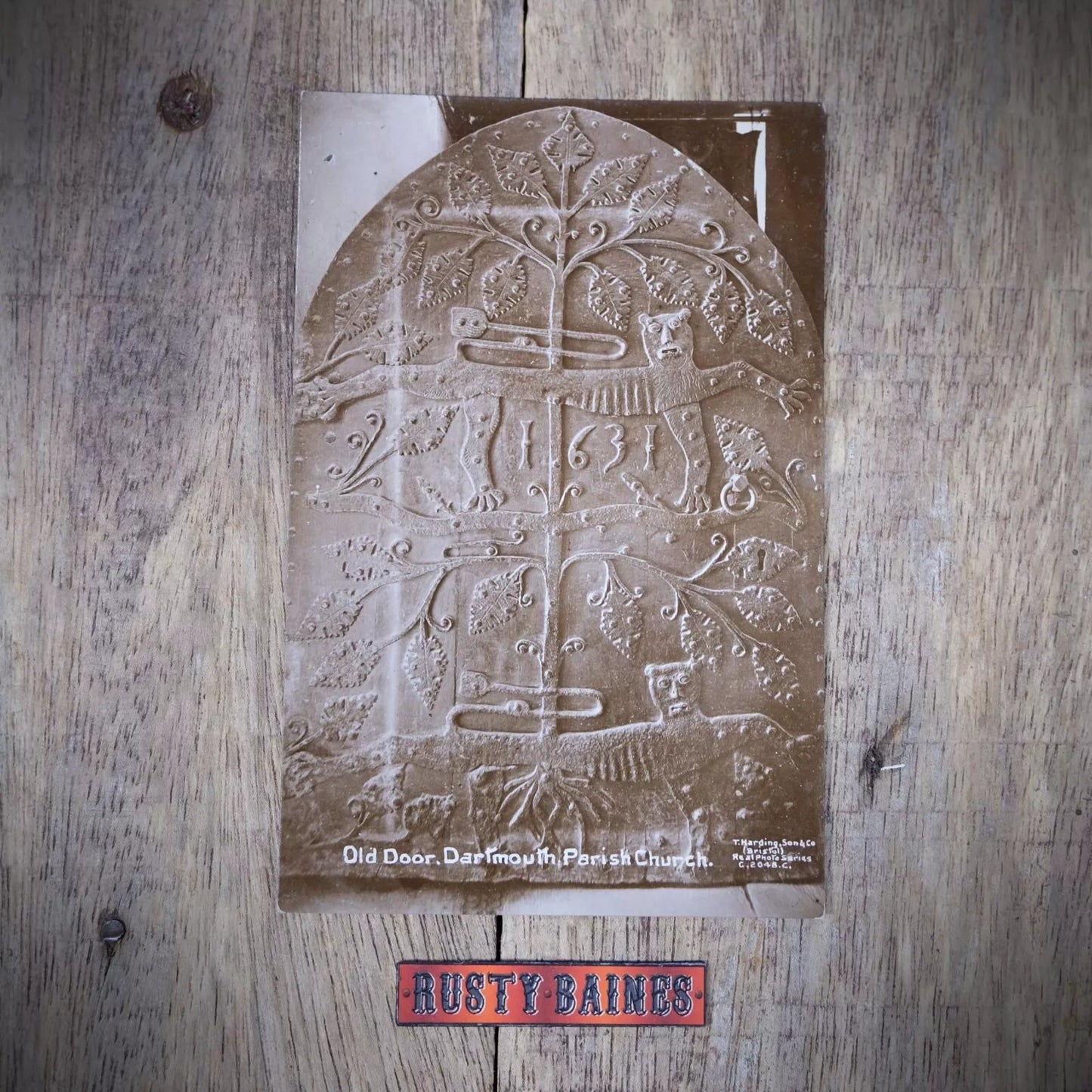 Vintage Postcard, Saint Saviour’s church, Dartmouth Medieval Door, RP