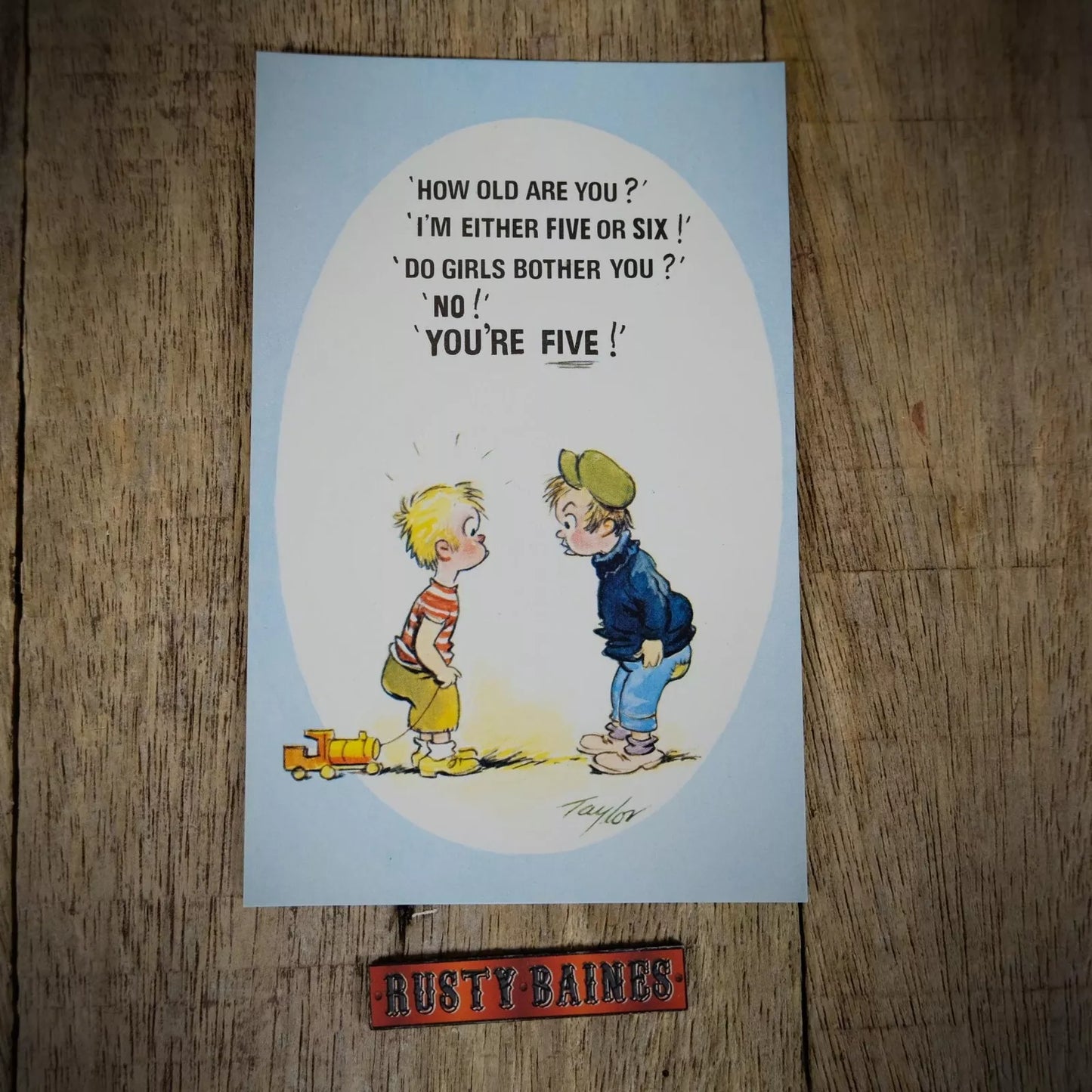 Vintage Postcard, Comic, Bamforth, Girl Trouble, Boy with Toy Train