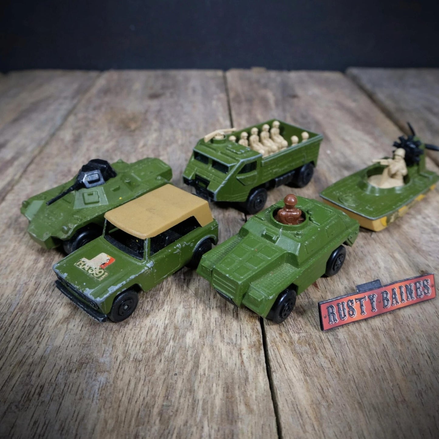 Bundleof Vintage Matchbox Military Vehicles, Stoat, Carrier, Weasel, Playworn