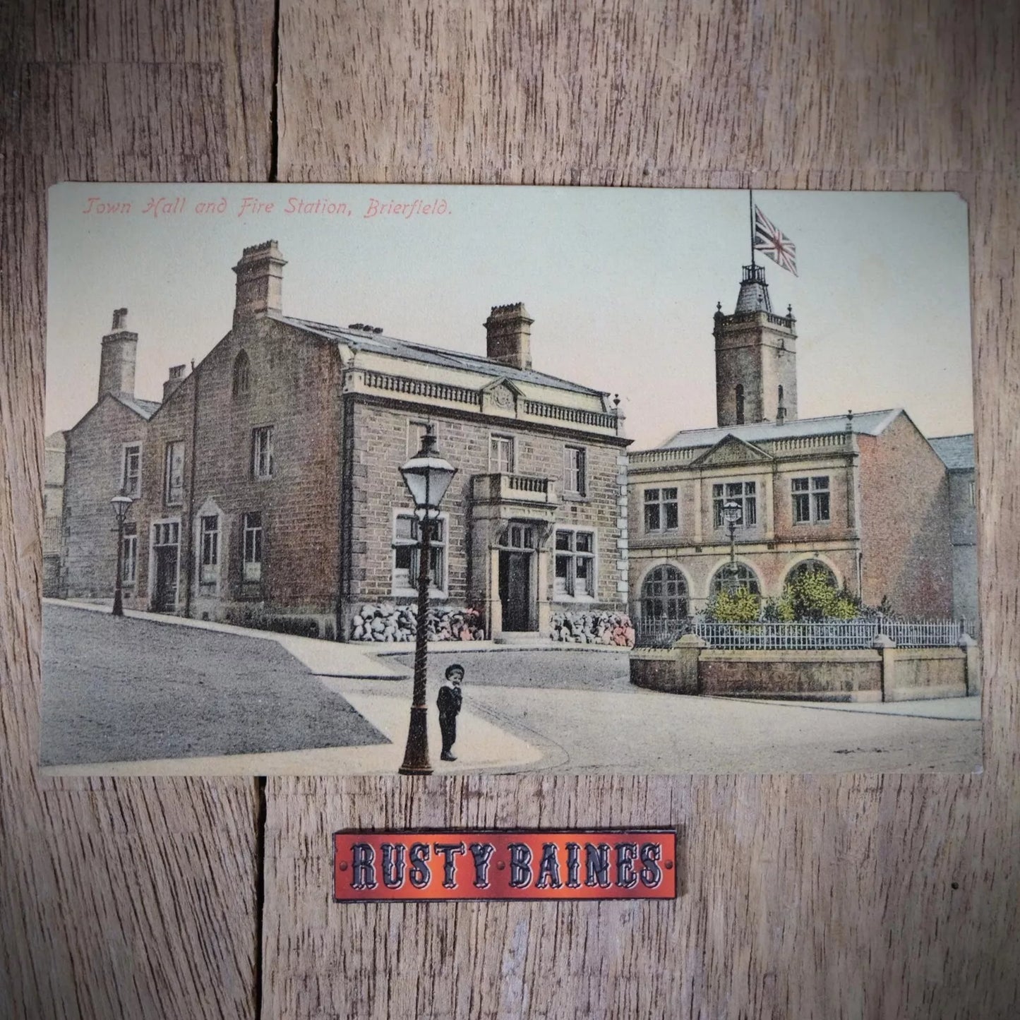 Postcard, Brierfield Town Hall & Fire Station, Burnley