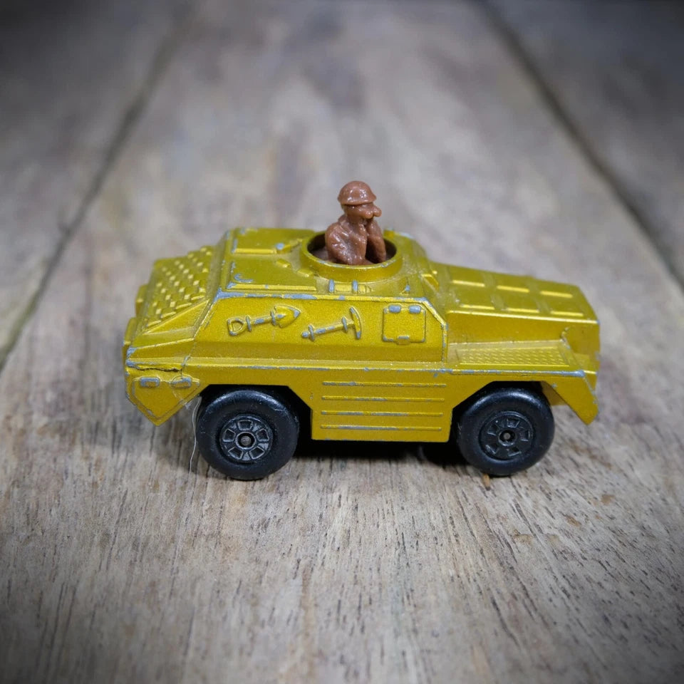 Pair of Vintage Matchbox Military Vehicles, Stoat & Weasel, Playworn