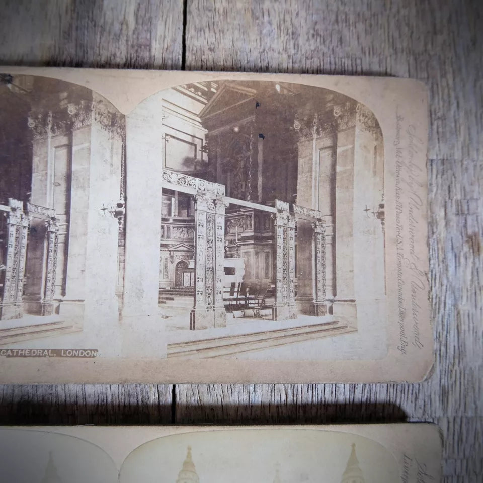 Stereoview Card St Paul's Cathedral London x2