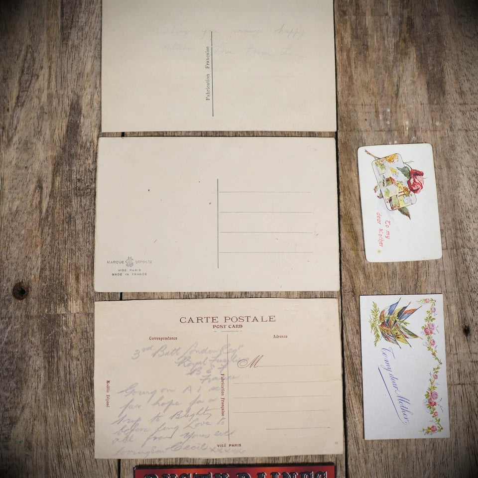 Postcard Bundle, WW1 Embroidered Silk, Mother/Floral/Sentimental