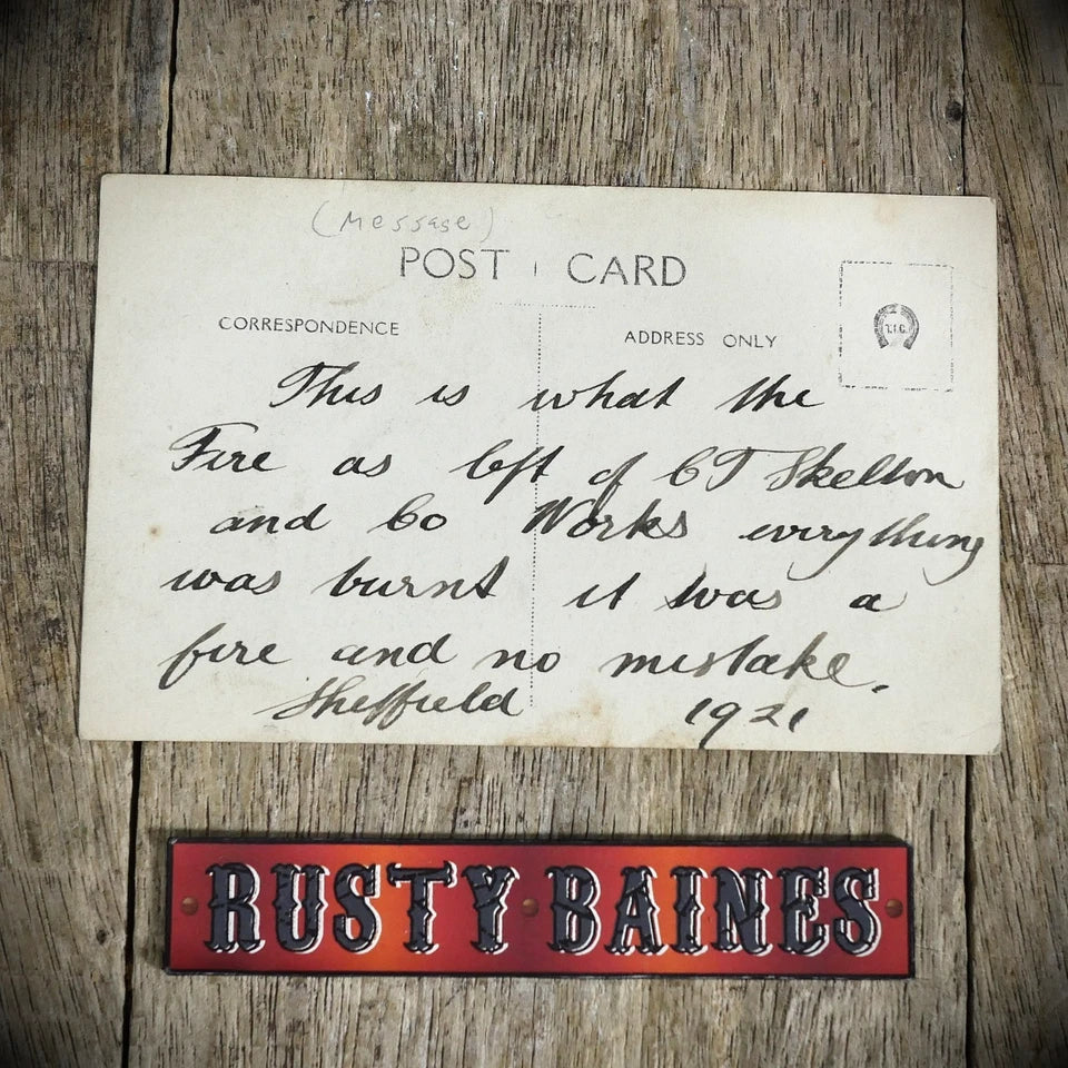 Postcard, Sheffield Fire 1921, Sheafbank/Skelton Works, Heeley, RP