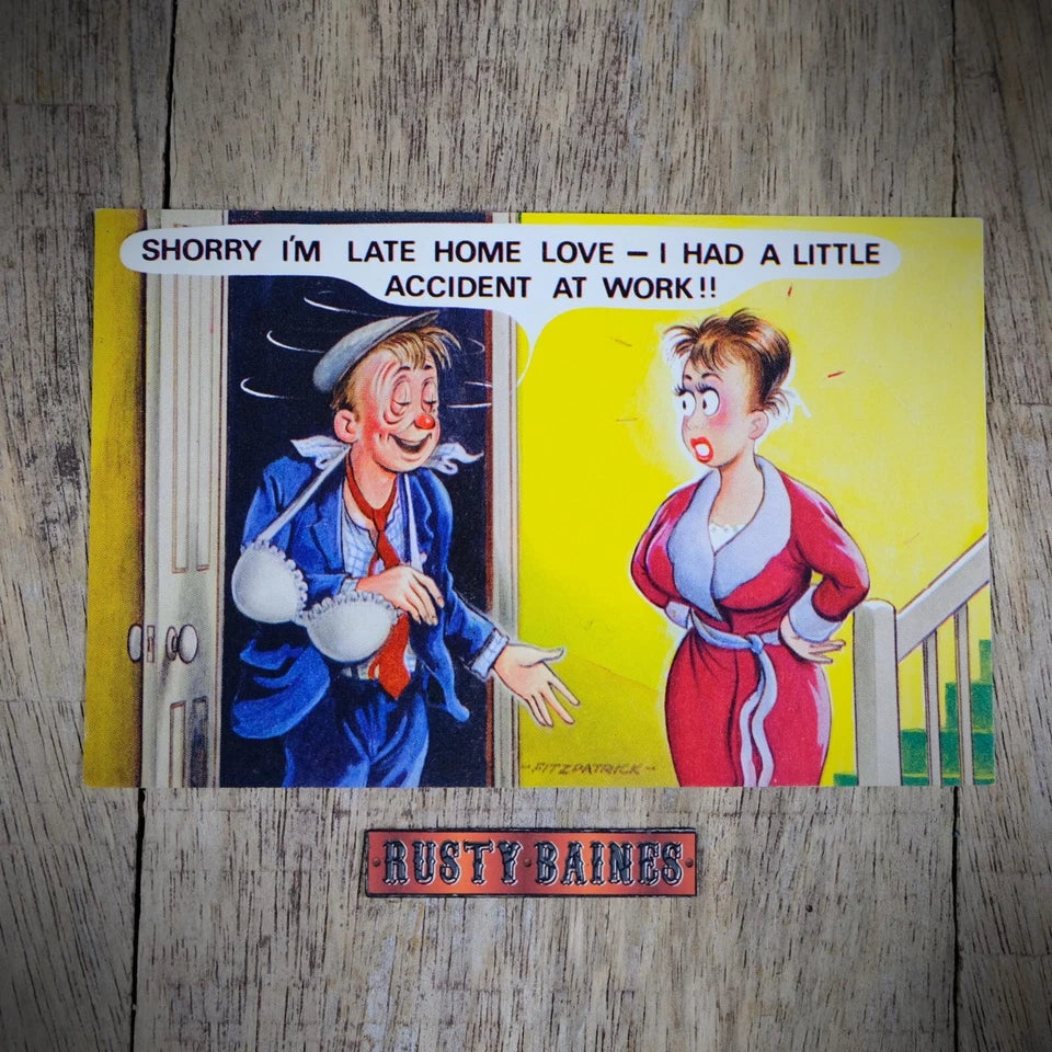 Postcard, Comic, Bamforth 2574 Accident Prone Drunk Man, Bra