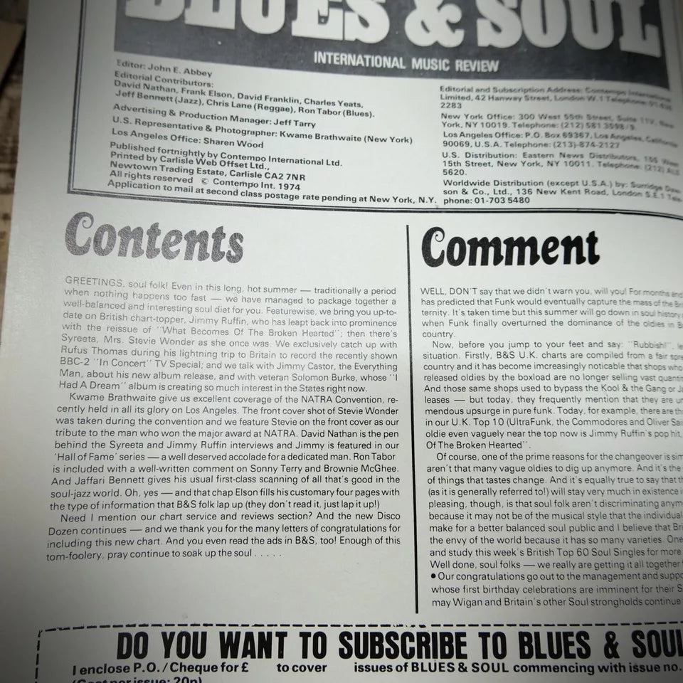 Blues & Soul Magazine #143 1974 Jimmy Ruffin, Jimmy Castor, Rufus Thomas