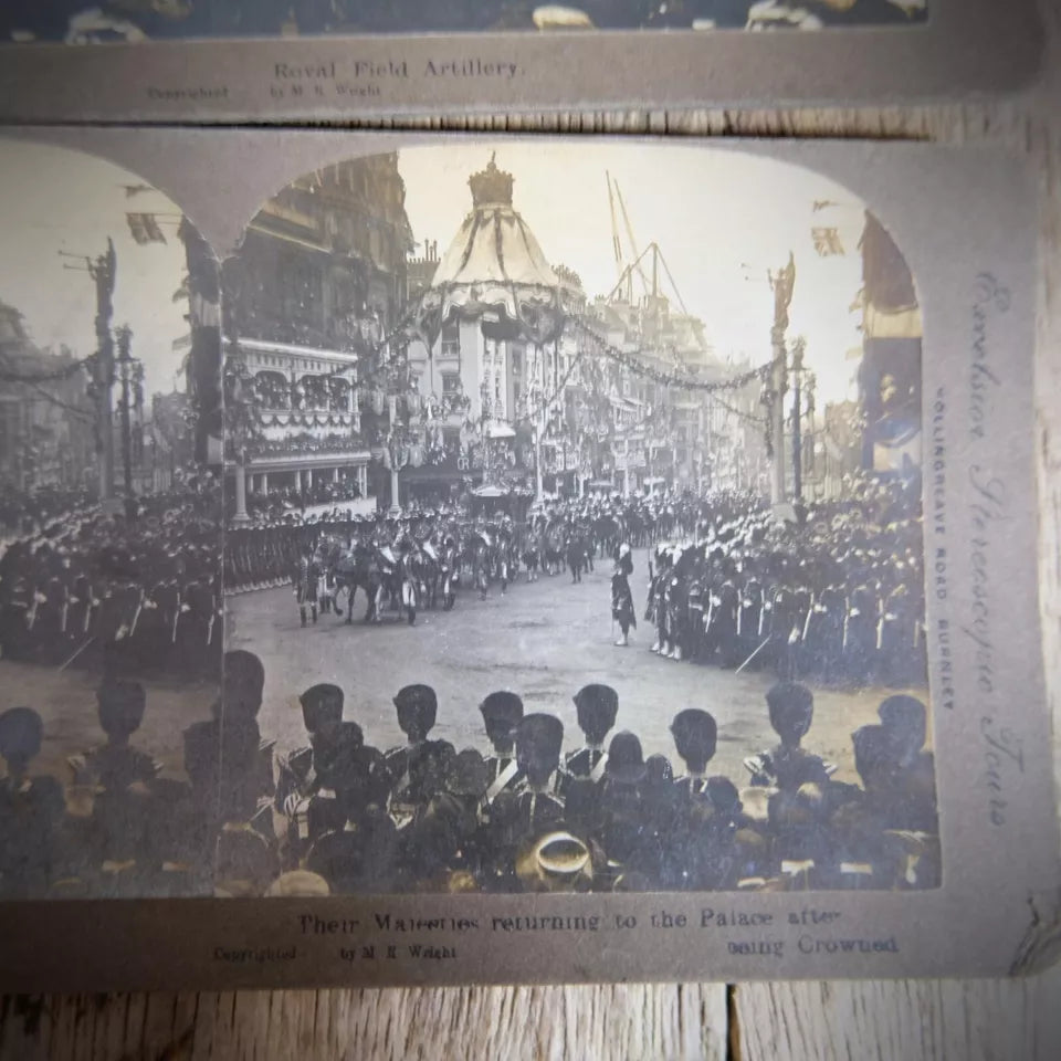 Stereoview Card London Royalty Field Artillery/Australian Troops/Indian Officers