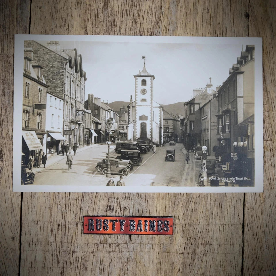 Postcard, Keswick Main Street, Vintage Cars, Shops, Real Photo