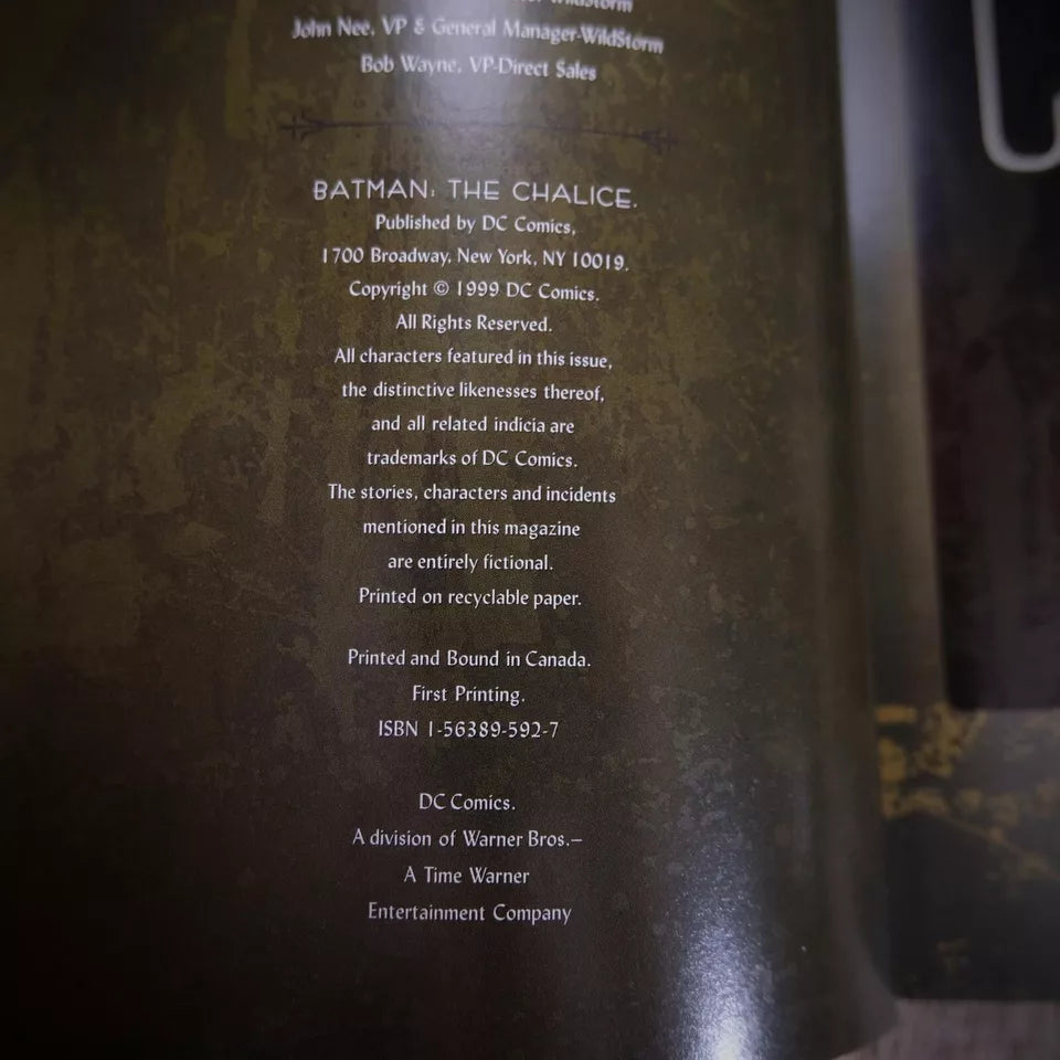 Batman The Chalice, DC Comics, 1999 First Edition Softcover