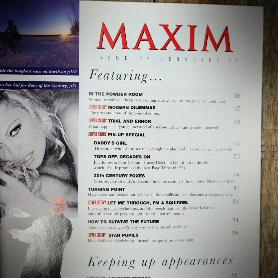 Maxim Magazine February 1997, Page 3 Glamour Models Pin Up Girls