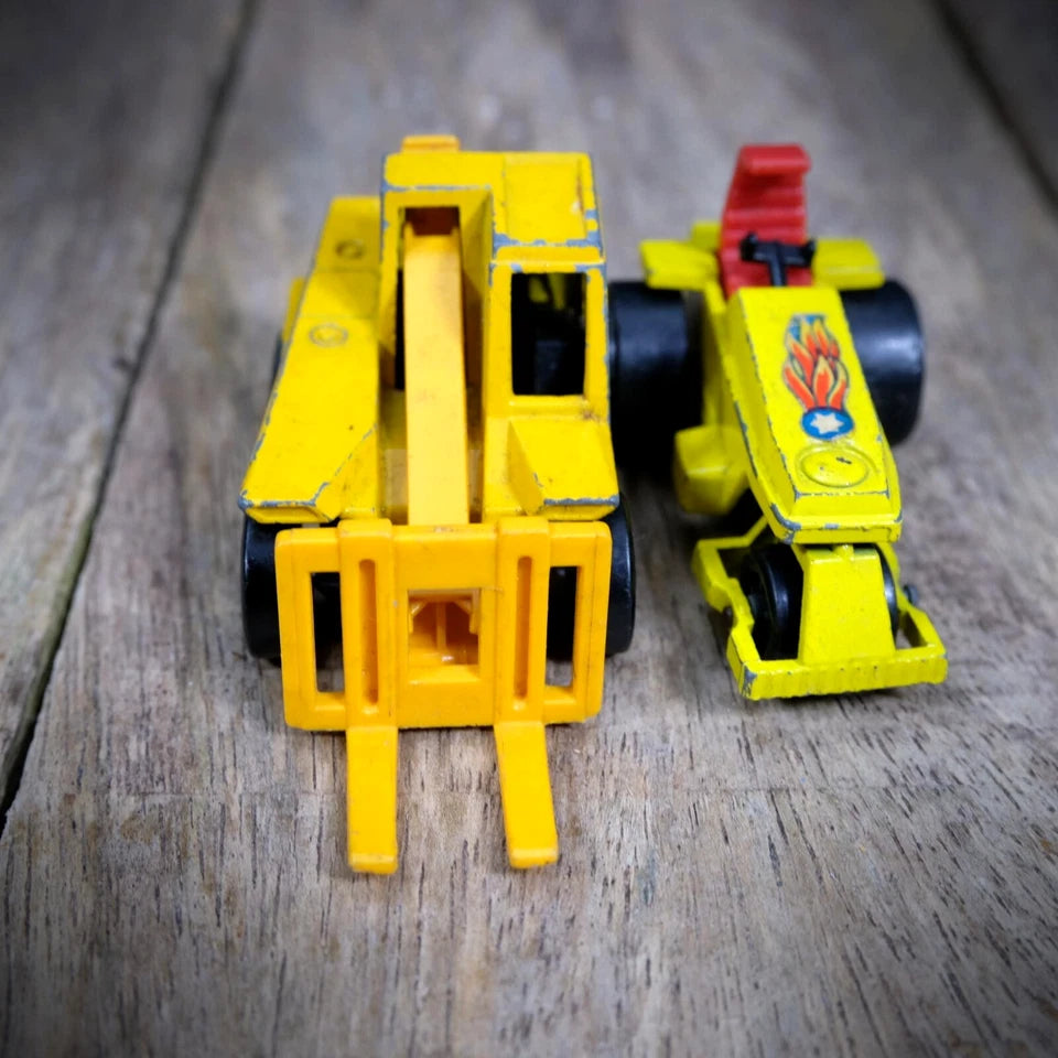Pair of Vintage Matchbox Superfast, Rod Roller, Sambron Jacklift, Playworn