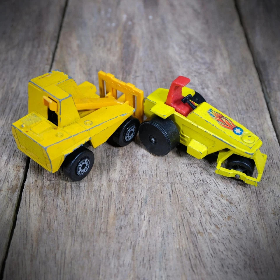 Pair of Vintage Matchbox Superfast, Rod Roller, Sambron Jacklift, Playworn