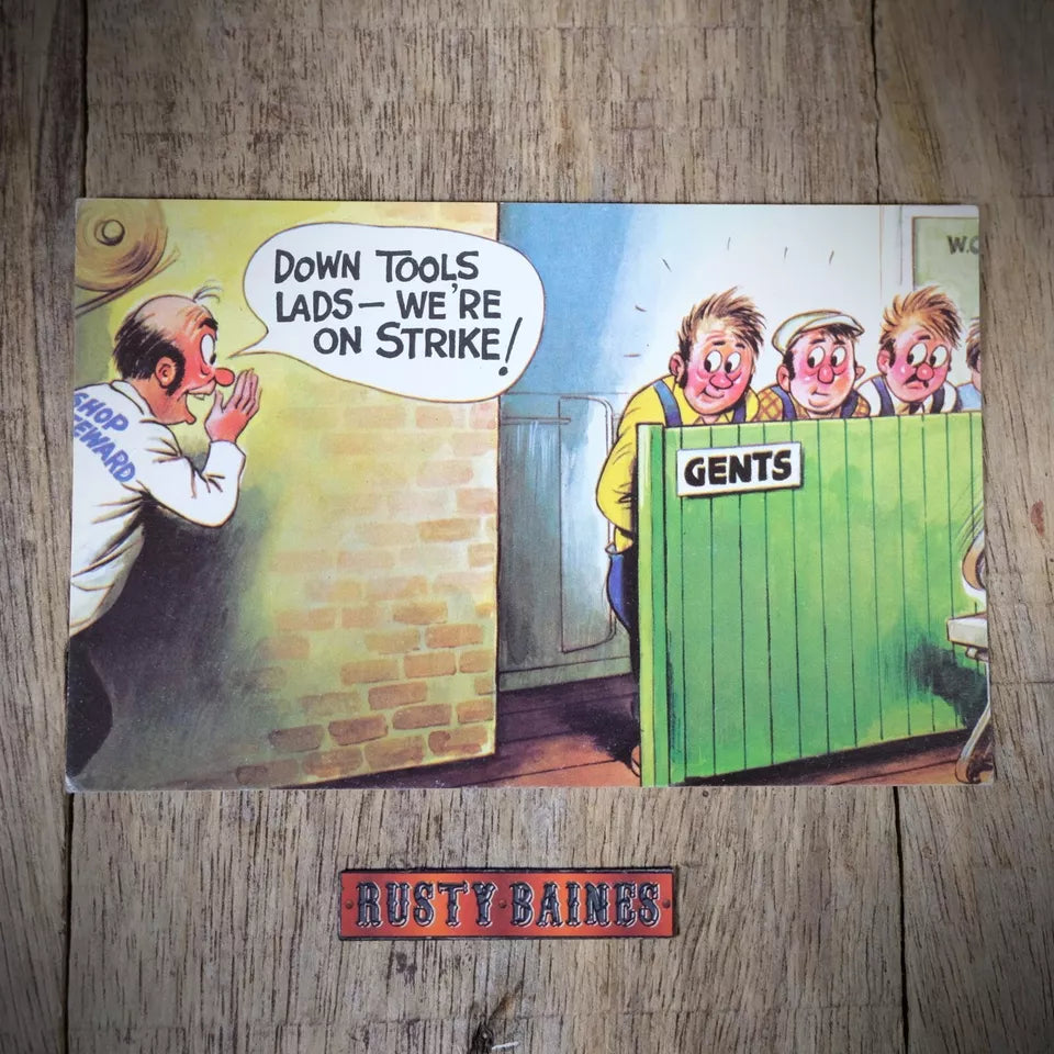 Vintage Comic Postcard, Bamforth Union Workers, Shop Steward, Toilet