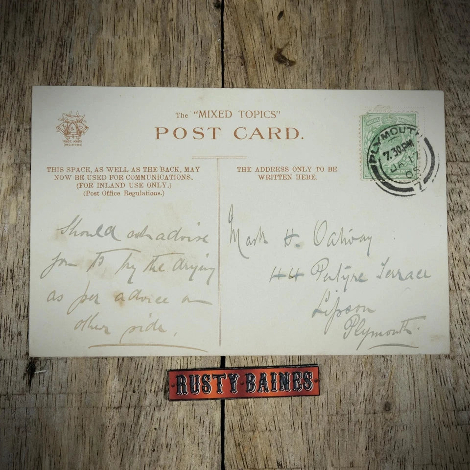 Postcard, Misch & Stock, Be Thrifty, Drying Wet Boots, Open Fire