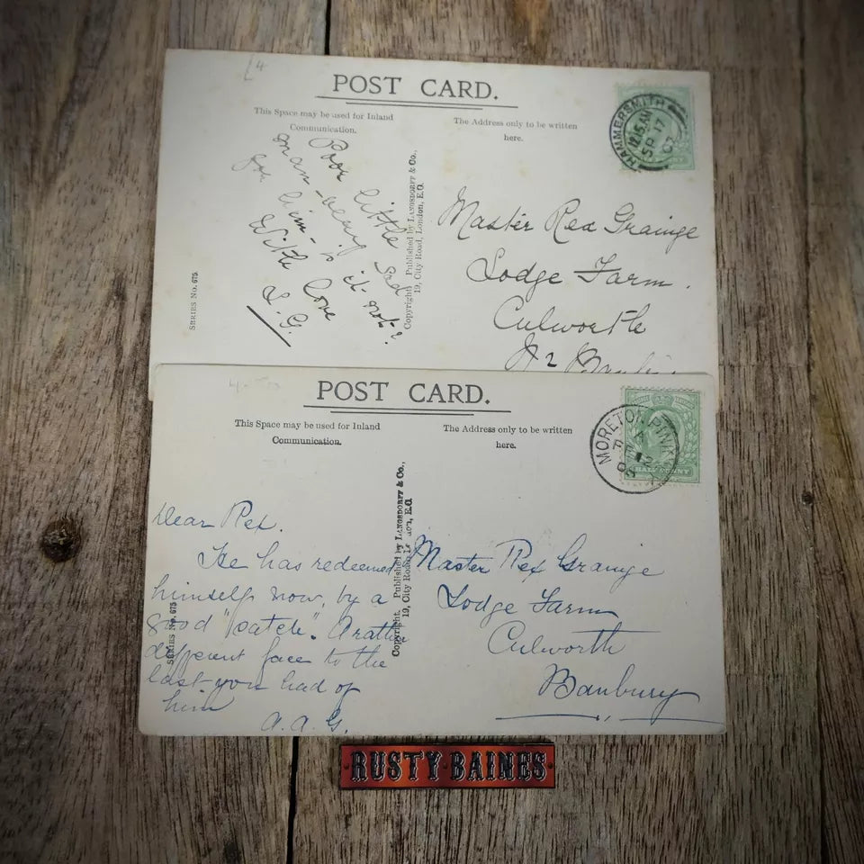 Postcards x2 Comic Cricket Player Boy, E P Kinsella