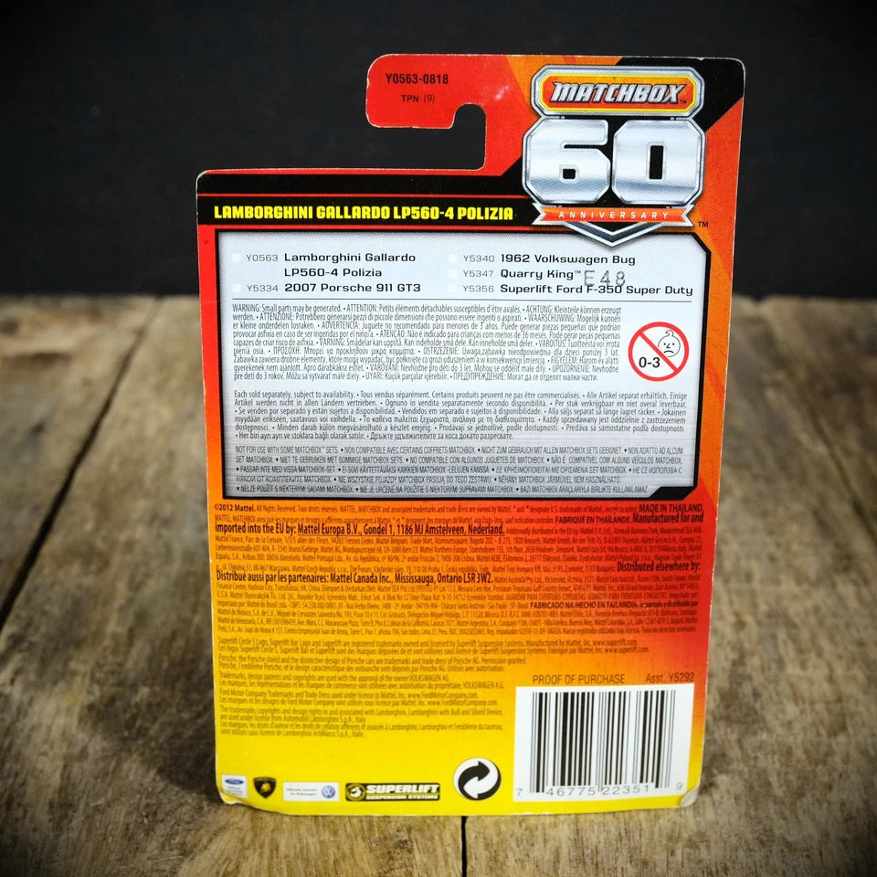 Matchbox 60th Anniversary, Lamborghini Gallardo Police Car, Box, Sealed