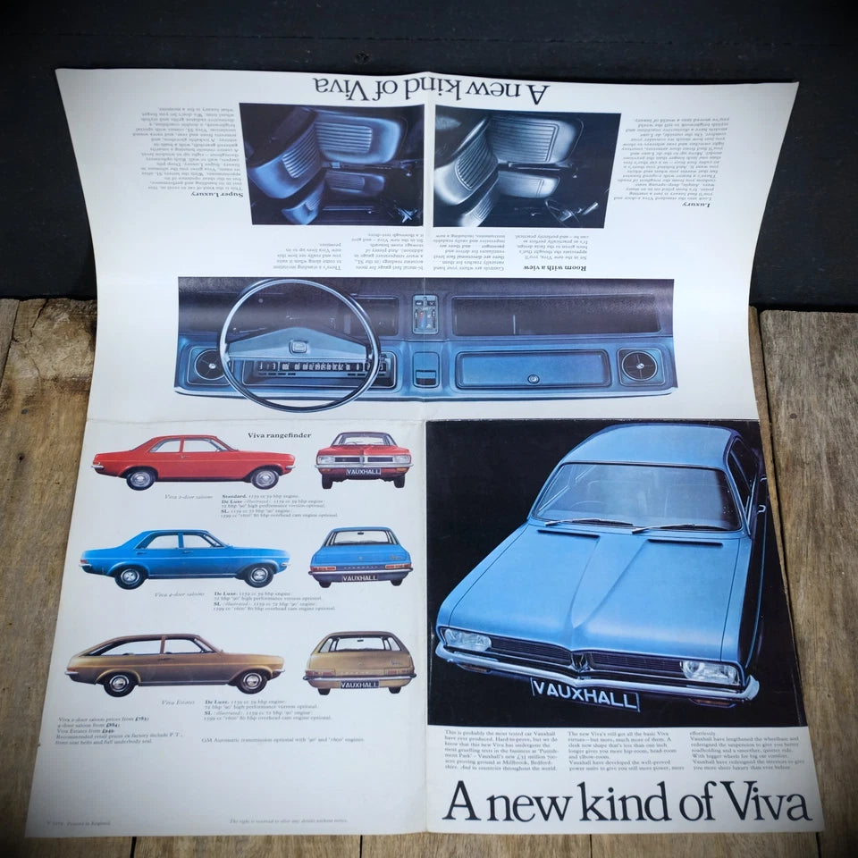Vintage Car Brochure, Vauxhall Viva HC 1974, Poster Style