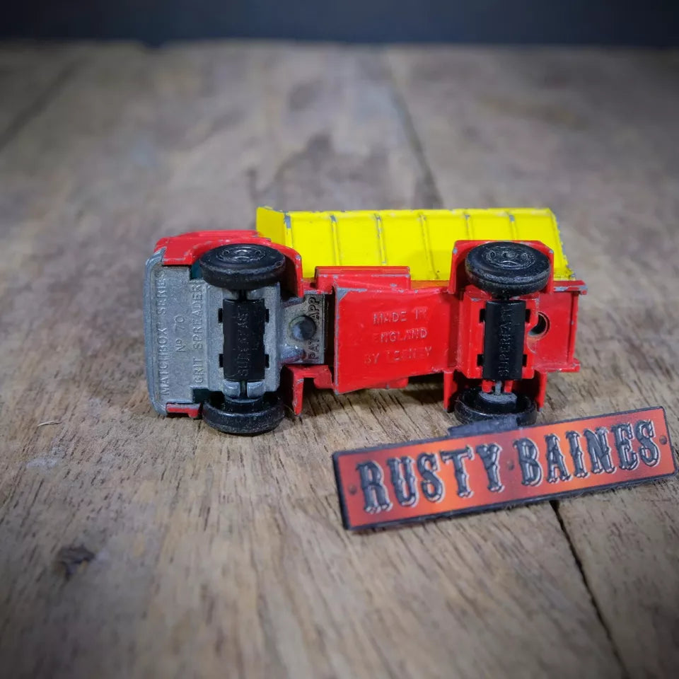 Matchbox #70 Ford Grit Spreader Lorry, Playworn, Red/Yellow, No Box
