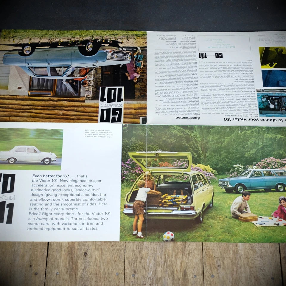 Vintage Car Brochure, Vauxhall Victor 101 Saloon/Estate 1966, Poster Style
