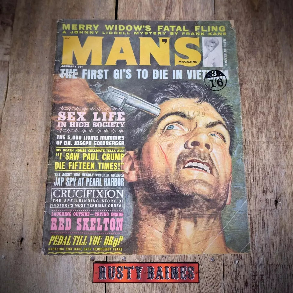 Vintage Pulp Magazine Man's January 1963, Pin-Up, Red Skelton, Joseph Goldberger