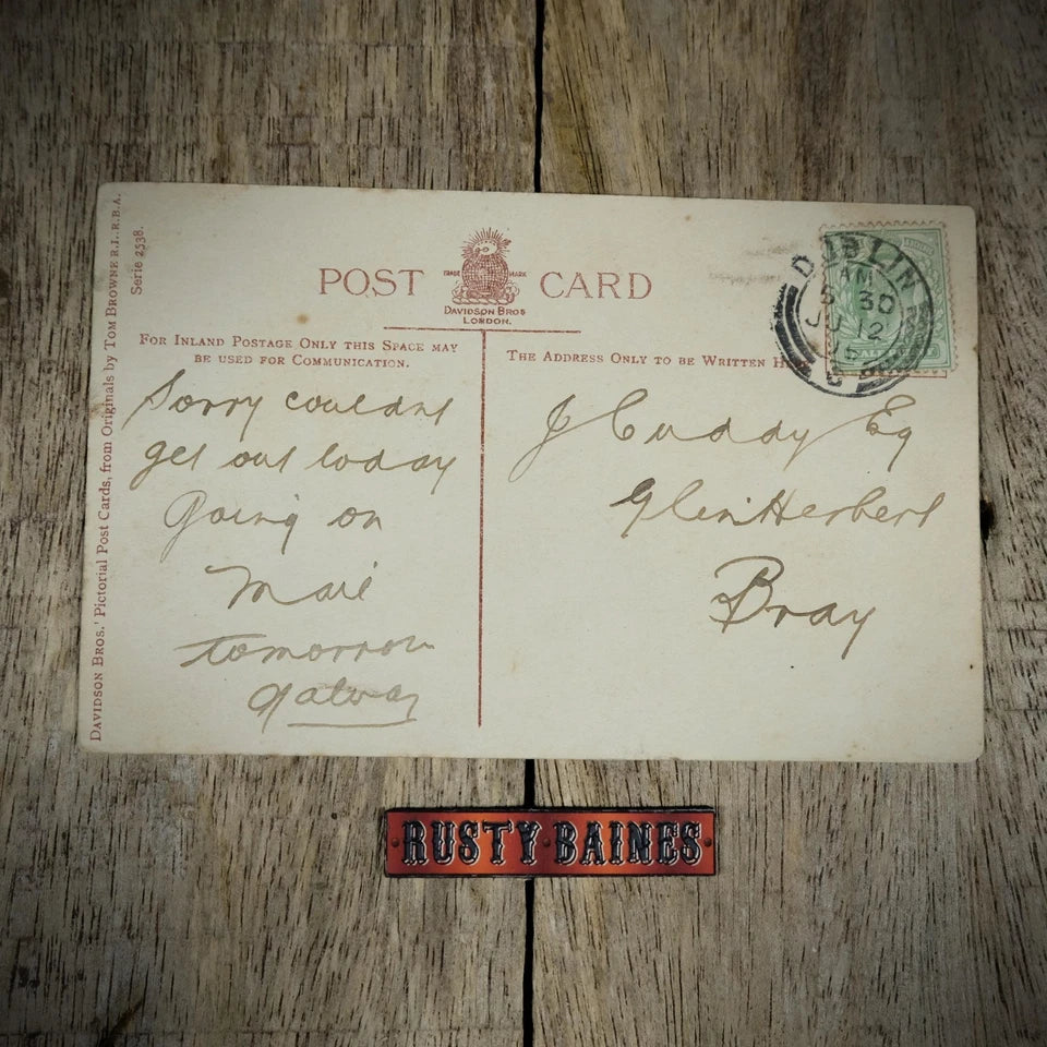 Postcard, Tom Browne Original, Hunting Dogs Give Chase, Fishmonger