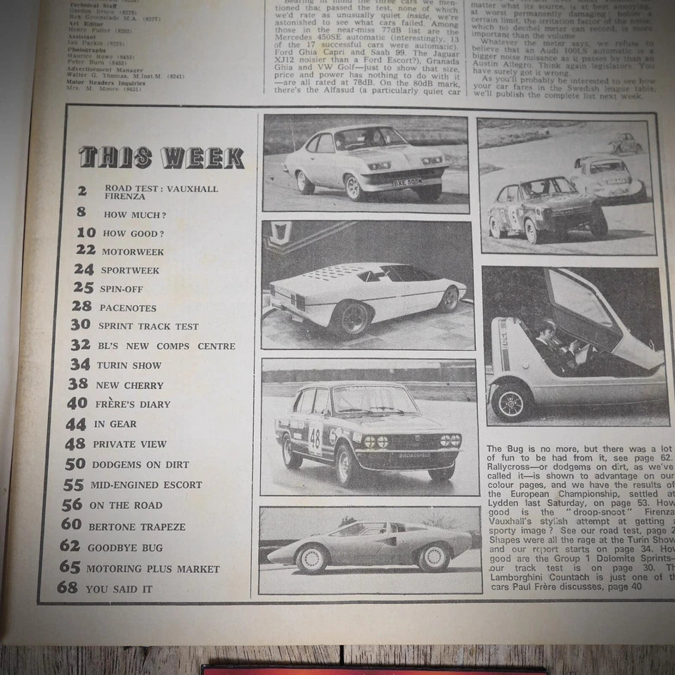 Back Issue Magazine Motor November 9 1974 Broadspeed Triumph Dolomite Sprint