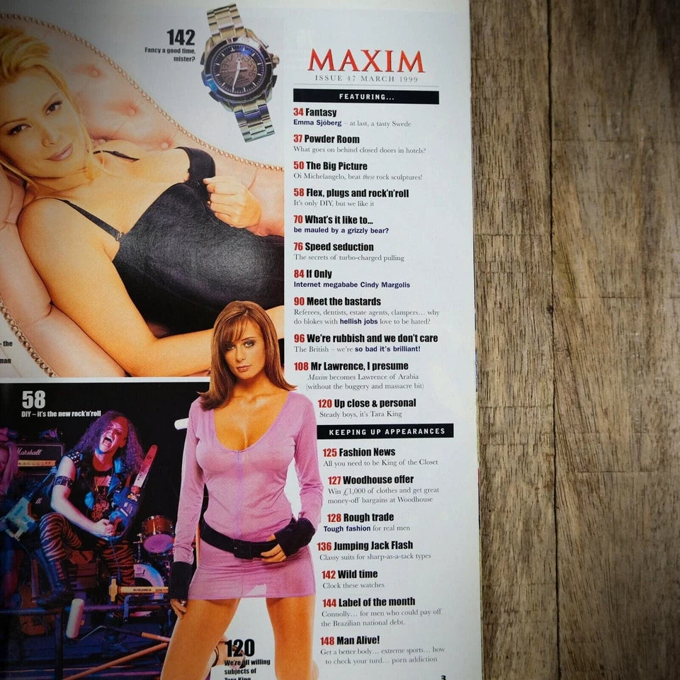 Maxim Magazine March 1999, Tara King/Tracy Shaw/Cindy Margolis