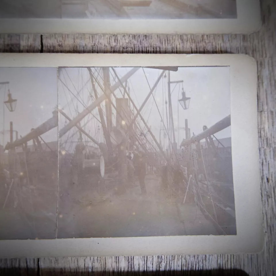 Stereoview Card, Bundle of Shipping Interest, Fishing/Boats/Barges