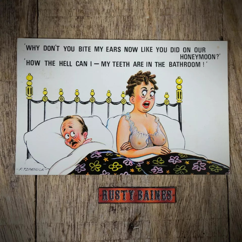 Vintage Comic Postcard, Bamforth, Mature Sex Life Foreplay Joke