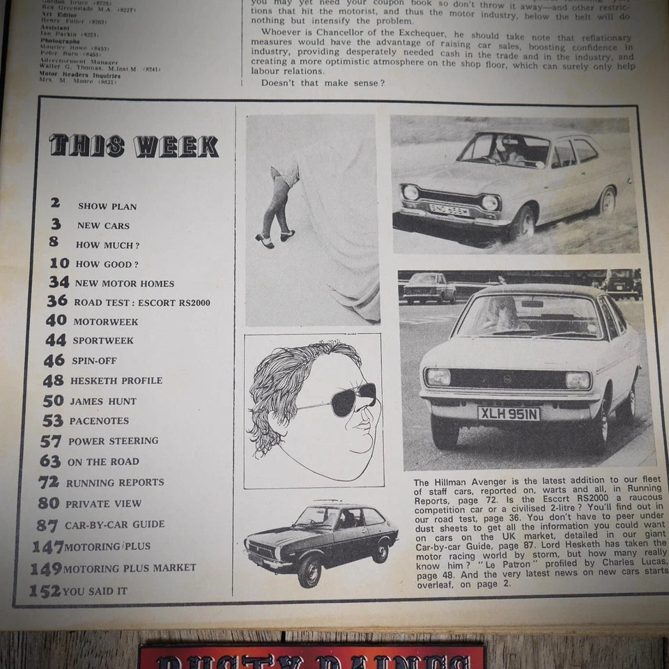 Back Issue Magazine Motor October 1974 Show Special Bumper Issue, Mk1 RS2000 Etc