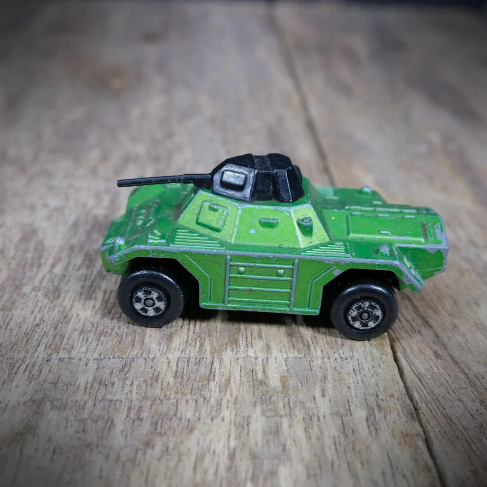 Pair of Vintage Matchbox Military Vehicles, Stoat & Weasel, Playworn