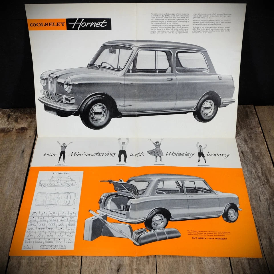 Car Brochure, Wolseley Hornet 1961, Quad-Fold Poster Style