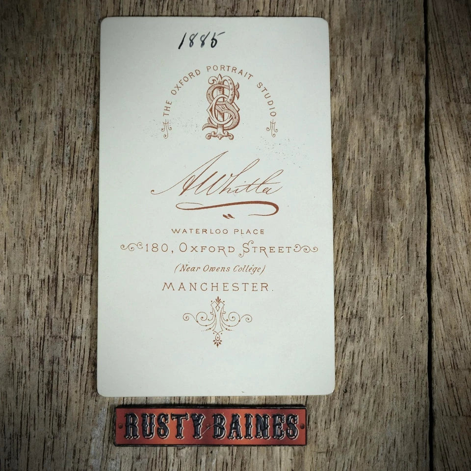 Carte de Visite (CDV) Portrait of Man with Handlebar Moustache, A Whitla, Manchester