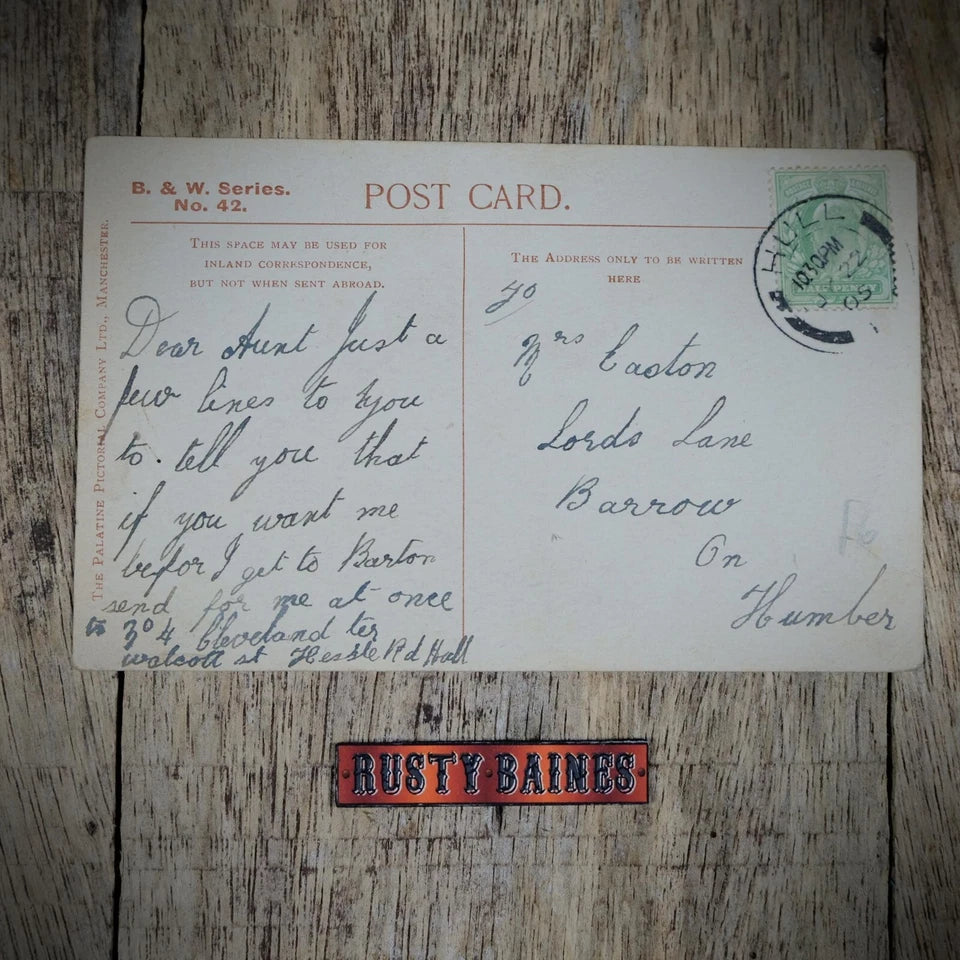 Postcard, Hull, Car Lane 1905, Printed