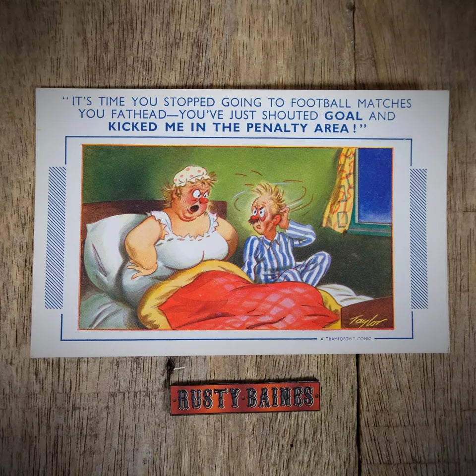 Vintage Postcard, Bamforth Comic, Football Joke, Angry Wife
