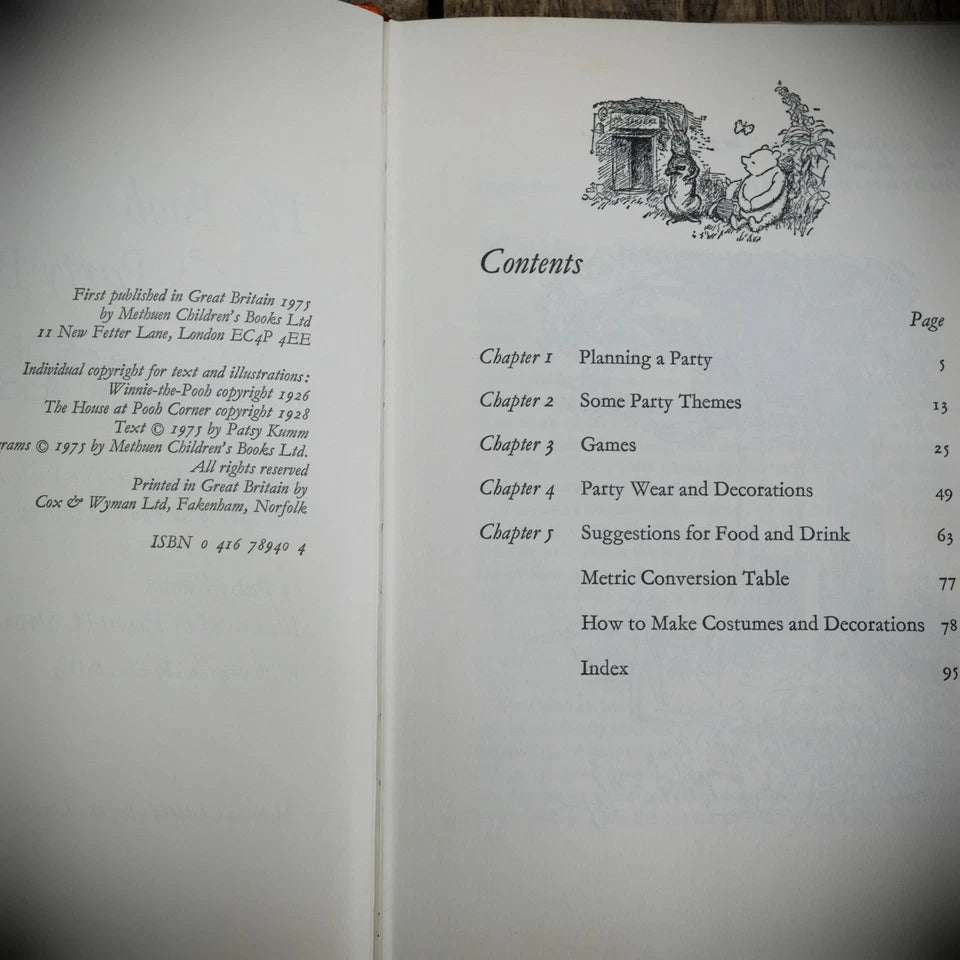 The Pooh Party Book (Winnie Pooh Bear) Patsy Kumm, E H Shepard, 1975 Hardcover