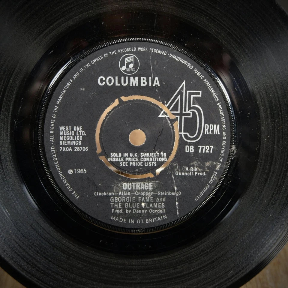 Record 7" Single, Georgie Fame and The Blue Flames, Outrage, DBL A Side