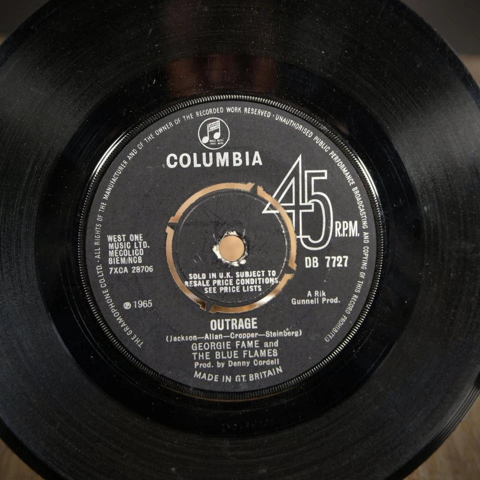 Record 7" Single, Georgie Fame and The Blue Flames, Outrage, DBL A Side