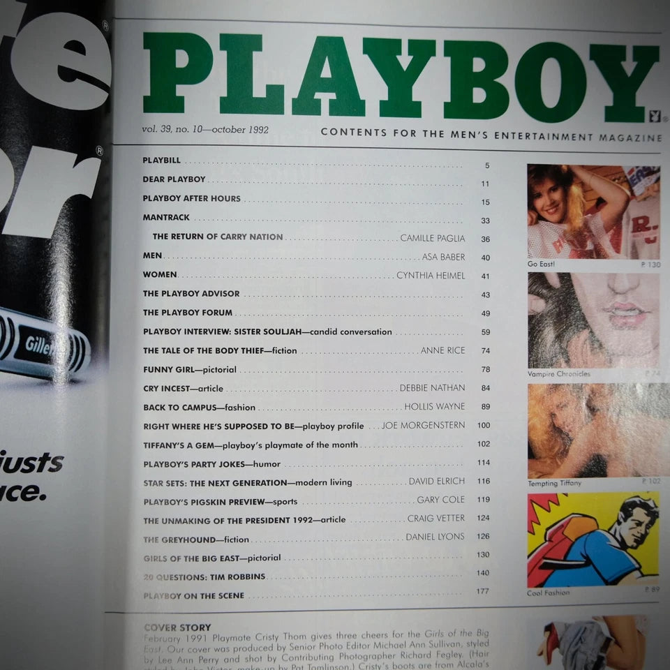Playboy Magazine 1992 October