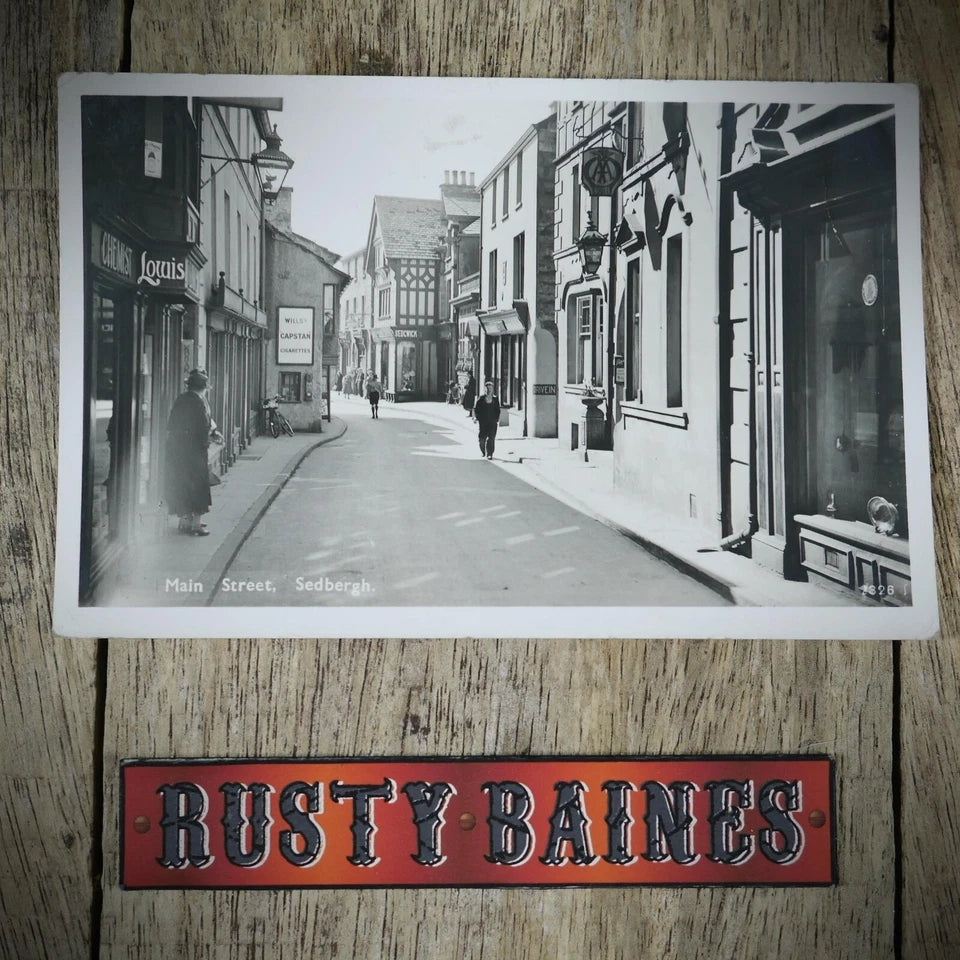 Postcard, Sedburgh, Main Street, Shops/AA Sign, Real Photo