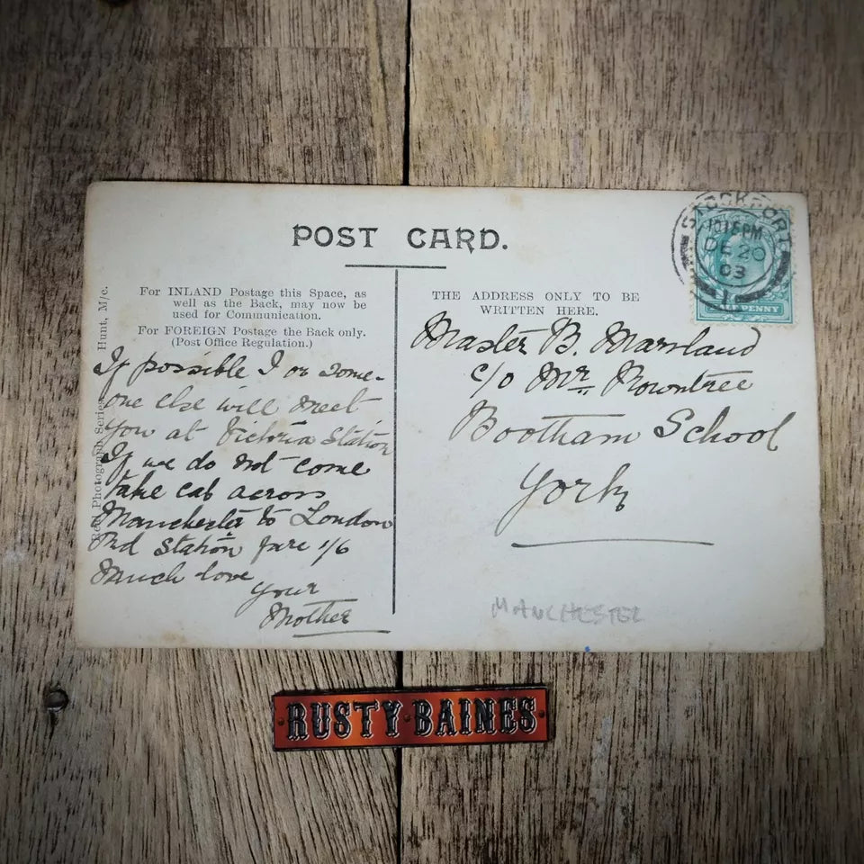 Postcard, Manchester Cathedral, 1903, Real Photo