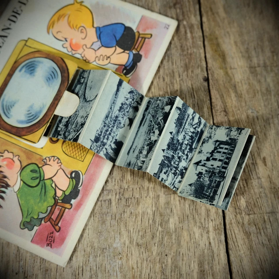 Postcard, Comic/ Novelty, Pull-Out Television Set, St Jean de Luz
