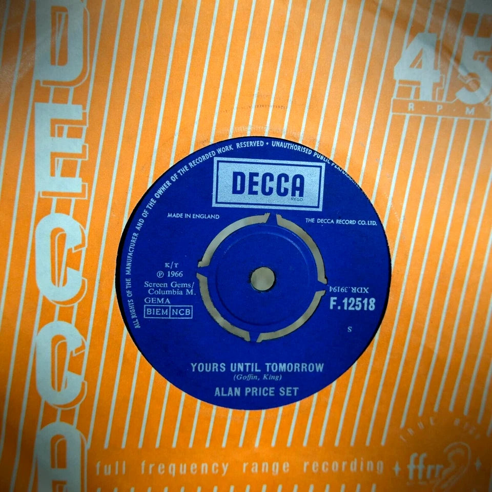 Record 7" Single, Alan Price Set, Yours Until Tomorrow/Willow Weep