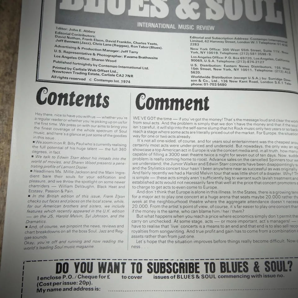 Blues & Soul Magazine #135 1974 Lamont Dozier, Millie Jackson, Edwin Starr