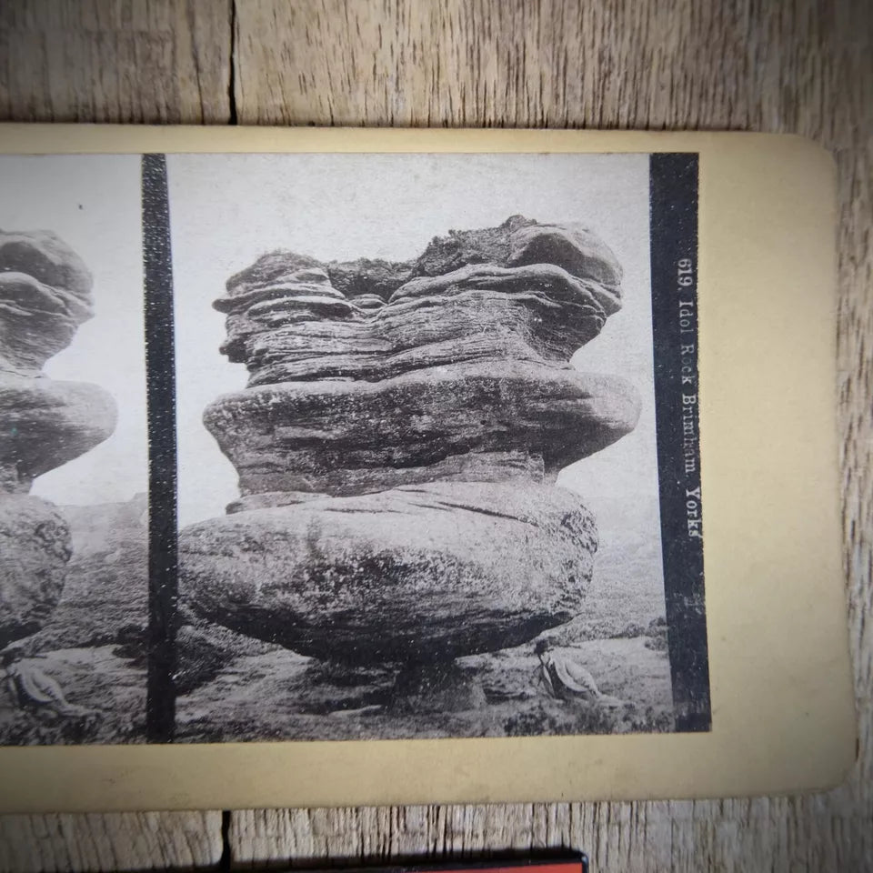 Stereoview Card, Idol Rock, Brimham Crags, North Yorkshire