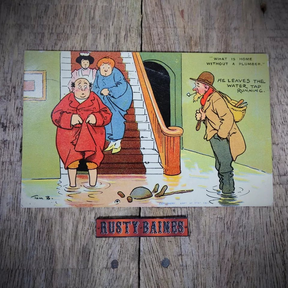 Postcard, Comic, Tom Browne, DIY Plumber