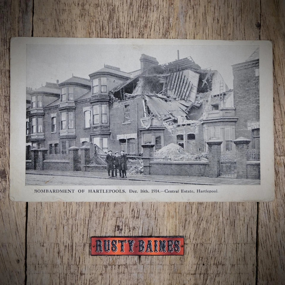 Postcard, Hartlepool WW1 Bombardment Damage, Central Estate, Printed